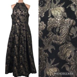 Ignite Evening for David’s Bridal Gown Size 18 Black Gold Floral Embroidered